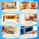 69 Pieces Kids Kitchen Playset Toy with Boiling and Vapor Effects-Blue
