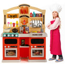 69 Pieces Kids Kitchen Playset Toy with Boiling and Vapor Effects-Orange