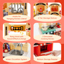 69 Pieces Kids Kitchen Playset Toy with Boiling and Vapor Effects-Orange