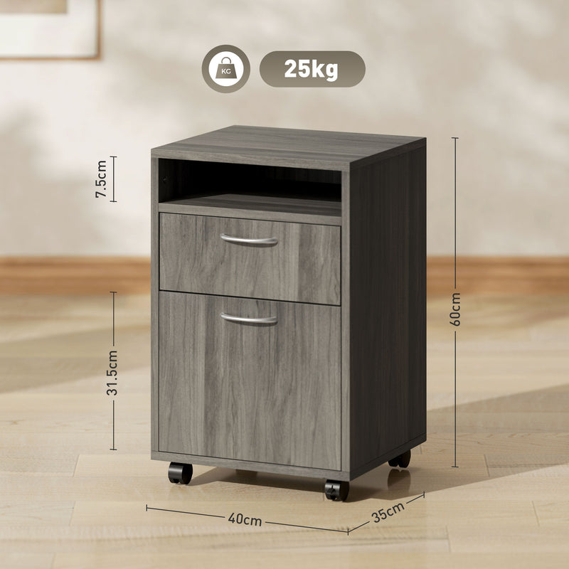 HOMCOM 60cm Filing Cabinet with Drawers and Open Shelf