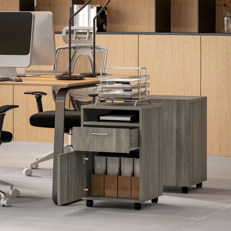 HOMCOM 60cm Filing Cabinet with Drawers and Open Shelf
