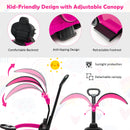 3-in-1 Baby Foot-to Floor Sliding Walker with Push Handle-Pink
