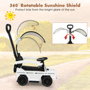 3-in-1 Baby Foot-to Floor Sliding Walker with Push Handle-White