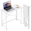 HOMCOM Folding Desk on Wheels, Writing Table for Home Office