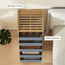 HOMCOM Chest of Drawers, 5 Drawers Dresser with Bamboo Frame, Light Grey