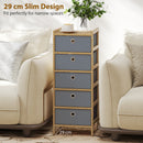 HOMCOM Chest of Drawers, 5 Drawers Dresser with Bamboo Frame, Light Grey