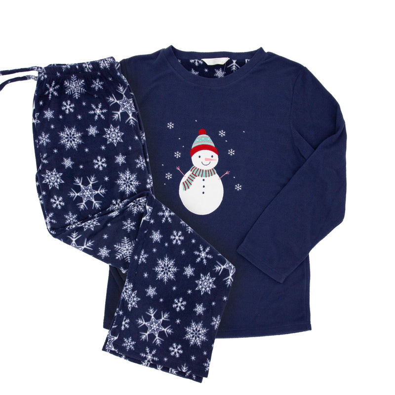 Ladies Fleece Pyjamas - Snowman