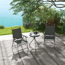 Outsunny Folding Chairs Set W/ Armrest, Breathable Mesh Fabric Seat - Grey/Brown