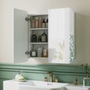 HOMCOM Arched Bathroom Mirror Cabinet, Wall Mounted Mirrored Cabinet
