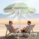 Outsunny 1.8 m Beach Umbrella Parasol with Sand Anchor, 30 Tilt, Green