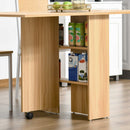 HOMCOM Foldable Dining Table with Storage Shelves for Kitchen, Dining Room