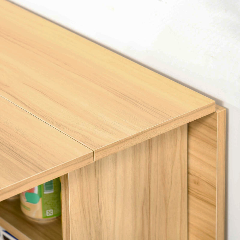 HOMCOM Foldable Dining Table with Storage Shelves for Kitchen, Dining Room