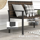 Outsunny Rattan Garden Bench Loveseat with Quick-Drying Padding