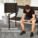Outsunny Rattan Garden Bench Loveseat with Quick-Drying Padding