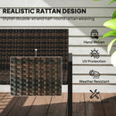 Outsunny Rattan Garden Bench Loveseat with Quick-Drying Padding