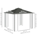 Outsunny 3 x 3(m) Garden Gazebo Marquee Tent Canopy Shelter Pavilion Grey
