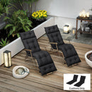 Outsunny Garden Lounge Chair Cushions Set of 2, 220gsm Fabric, Black