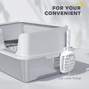 PawHut Stainless Steel Litter Box, High Sided Metal Cat Litter Tray w/ Scoop