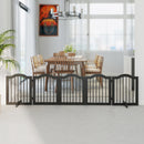 PawHut Dog Gate 5 Wood Panel Freestanding Pet Fence Folding Safety Barrier