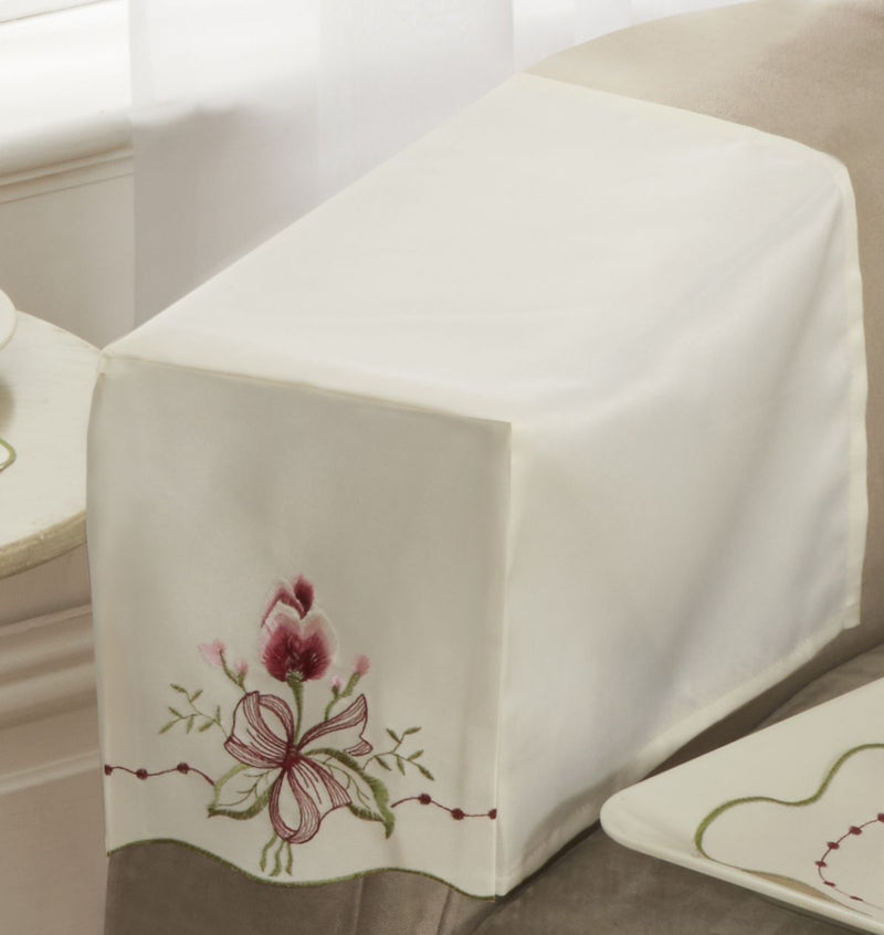 Tulip Embroidered Table Cloth in Cream