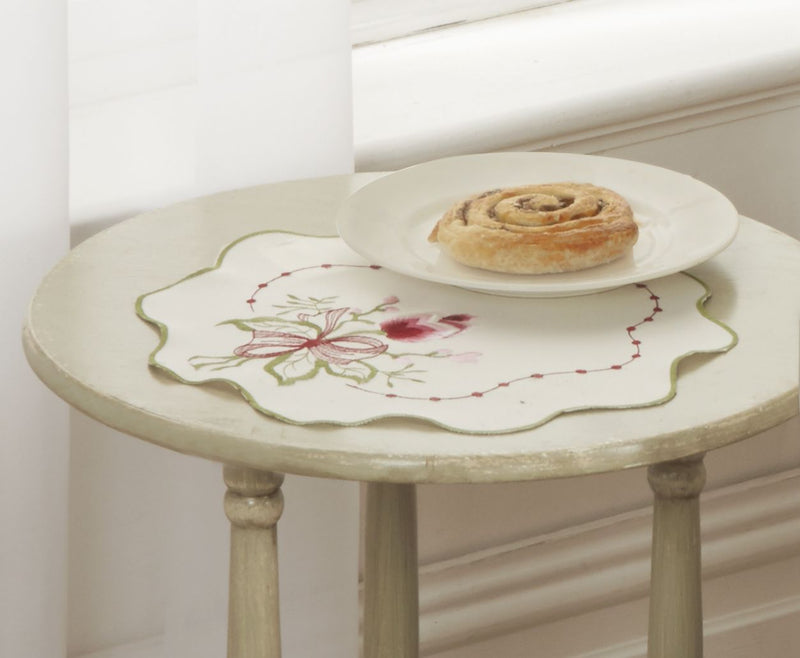 Tulip Embroidered Table Cloth in Cream