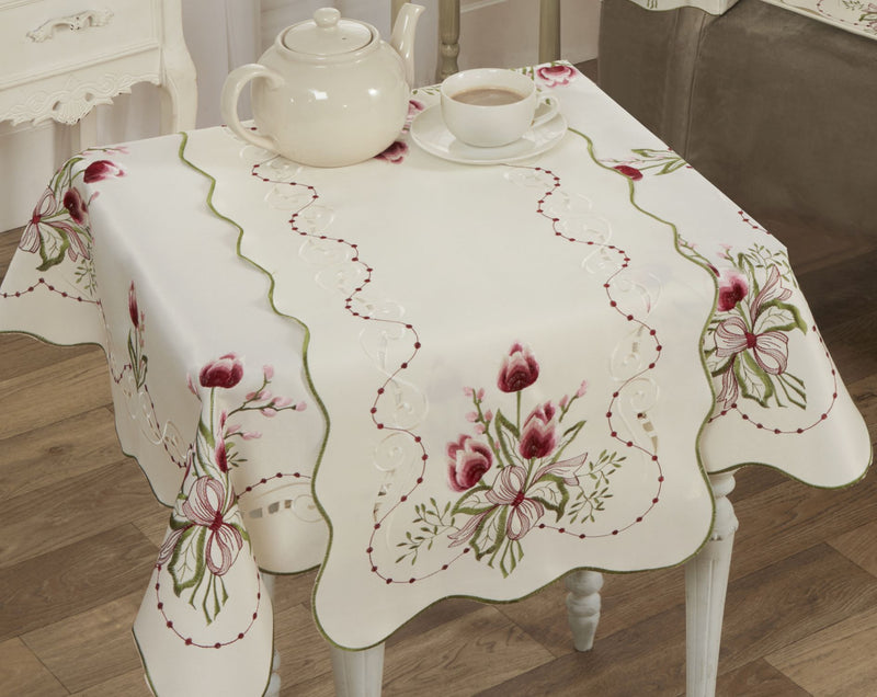 Tulip Embroidered Arm Caps in Cream