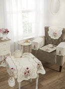 Tulip Embroidered Chair Back in Cream