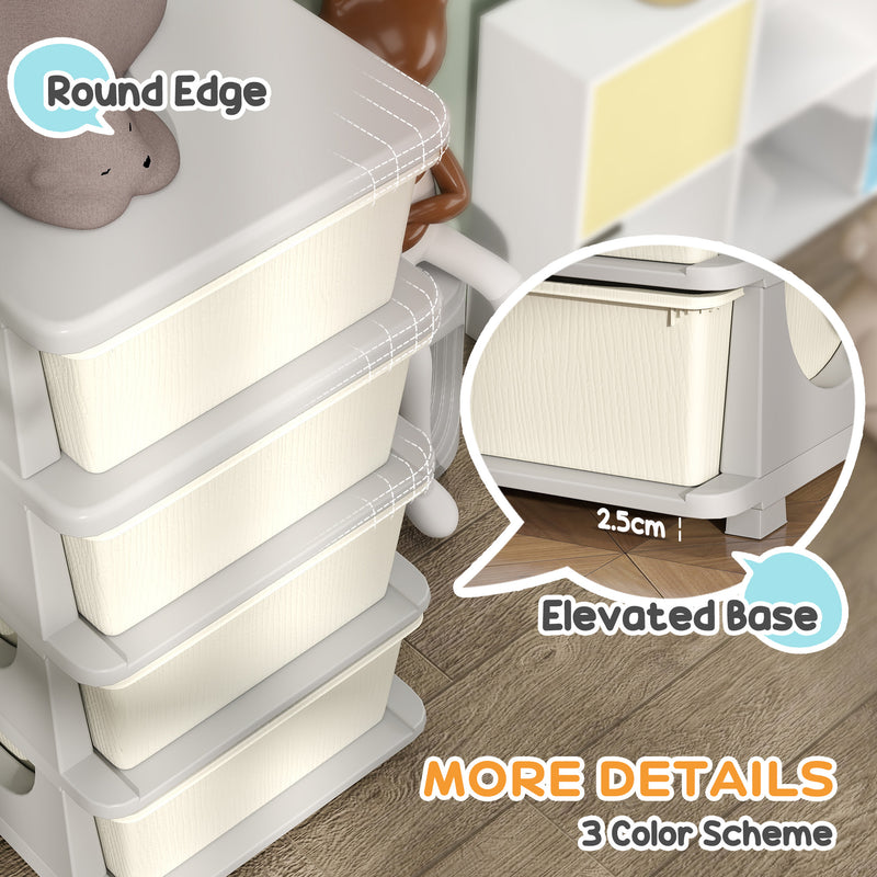 HOMCOM Kids Storage Units with Drawers 4 Tier Chest Dresser Tower