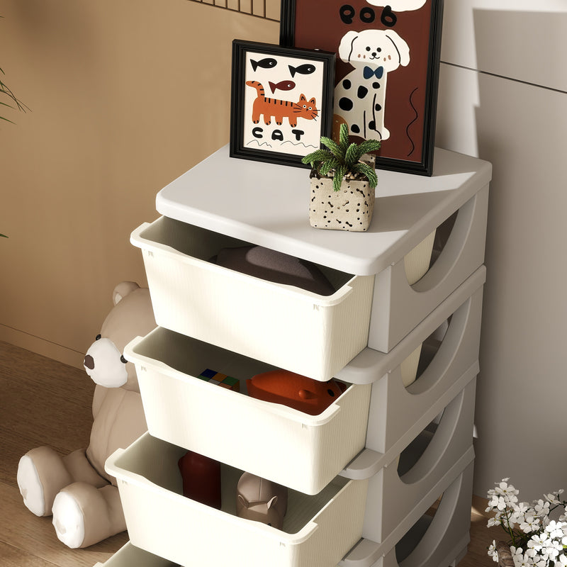 HOMCOM Kids Storage Units with Drawers 4 Tier Chest Dresser Tower