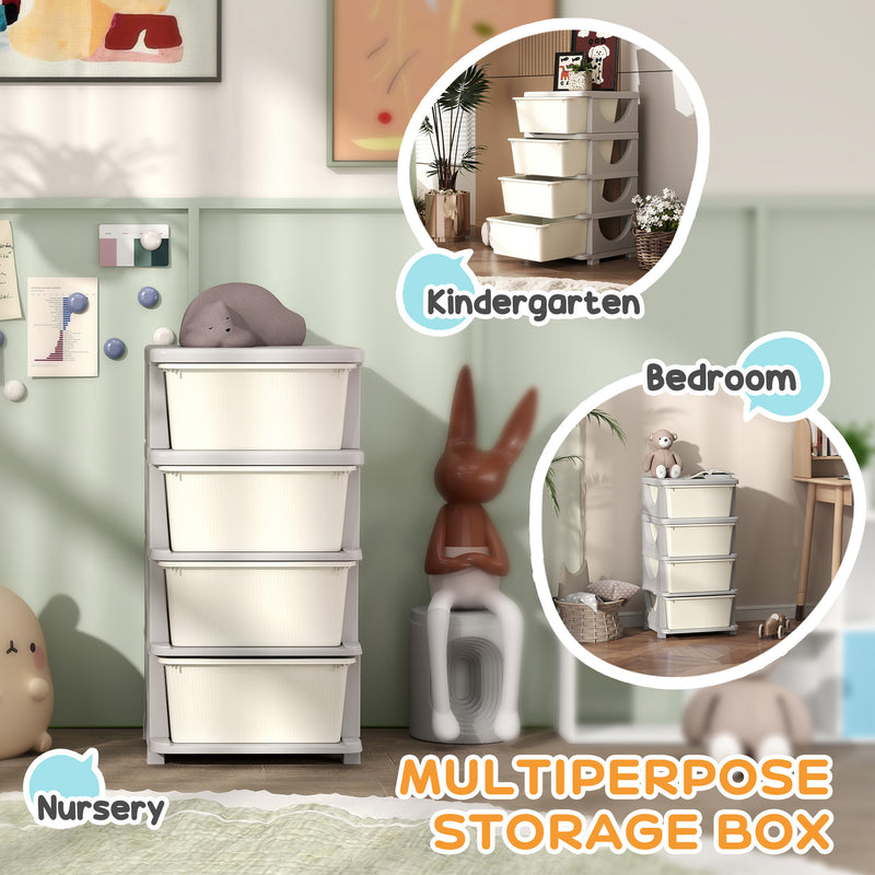 HOMCOM Kids Storage Units with Drawers 4 Tier Chest Dresser Tower