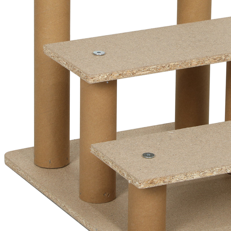 PawHut Three-Step Portable Dog Stairs With Washable Plush Cover, For Small Pets