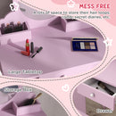 ZONEKIZ Kids Dressing Table, Cat Design W/ Mirror, Stool, Drawer, Storage Box