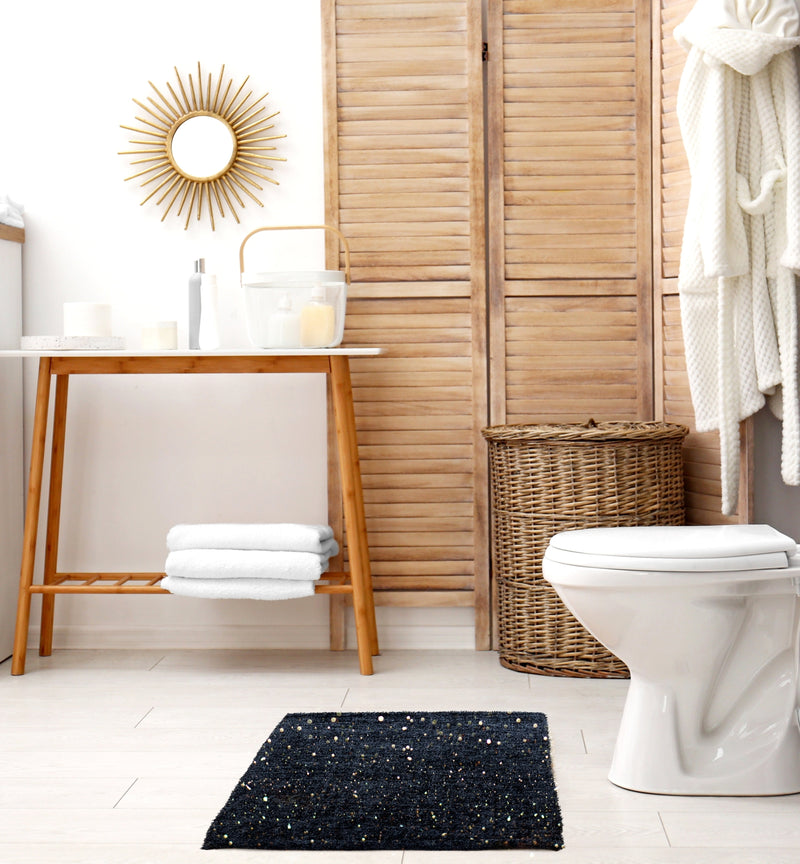 Twinkle - Super Soft Bath Mat Luxury Bath Mat With Sparkle Detailing In Black