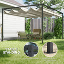 Outsunny Metal Pergola Gazebo Patio Sunshelter Retractable Canopy Cream