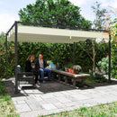 Outsunny Metal Pergola Gazebo Patio Sunshelter Retractable Canopy Cream
