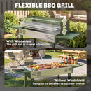 Outsunny Charcoal Spit Roasting Machine w/ 3-Tier Grill Grate, Dark Green