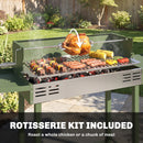 Outsunny Charcoal Spit Roasting Machine w/ 3-Tier Grill Grate, Dark Green