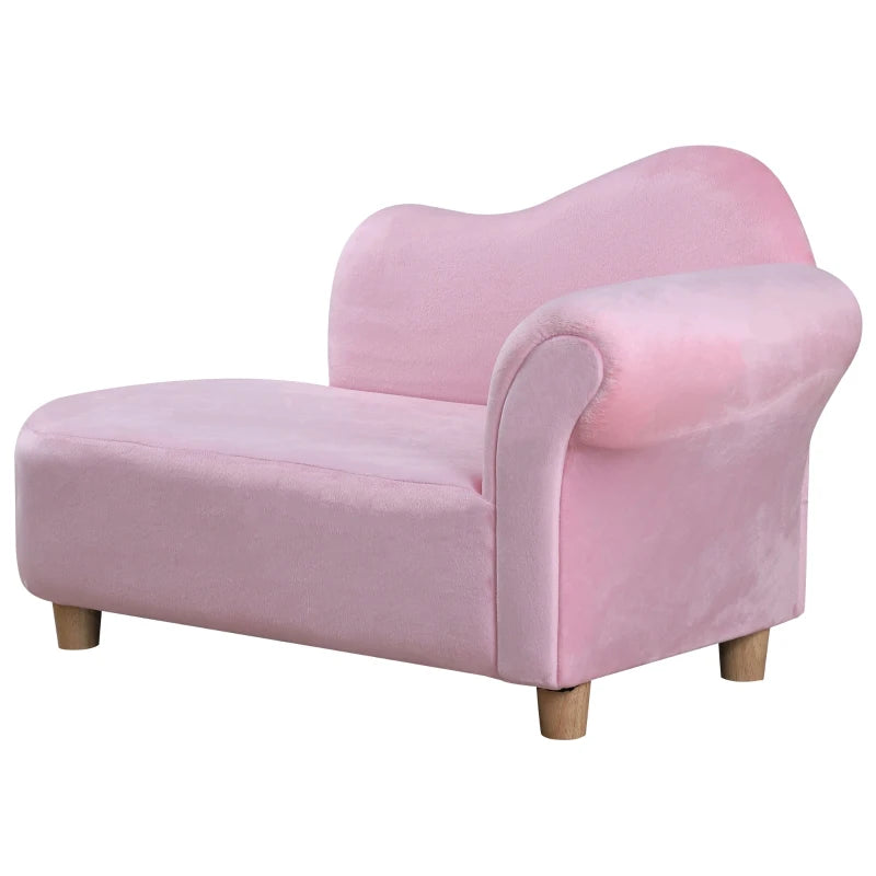 HOMCOM Kids Velvet-Like Chaise Lounge – Pink
