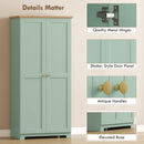 HOMCOM 172cm Wooden Storage Cabinet Cupboard With 4 Shelves Light Green