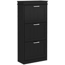 HOMCOM Slim Shoe Storage Cabinet with 3 Flip Drawers for Entryway, Black