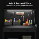HOMCOM 110 cm Workbench with Pegboard and LED Light, 272 kg Load Capacity