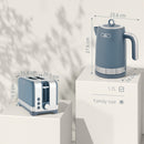 HOMCOM 3000W Rapid Boil Kettle And Toaster Set With Otter Thermostat, Blue