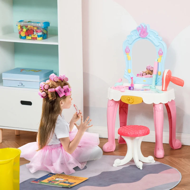 HOMCOM Dressing Table Set with Accessories - Pink