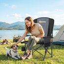Outsunny Camping Chair Padded with Side Pocket Black
