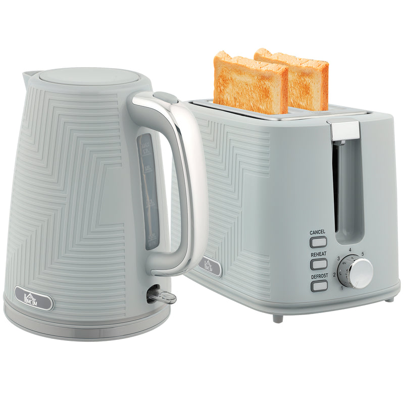 HOMCOM 1.7L 3000W Rapid Boil Kettle and 2 Slice Toaster Set Crumb Tray