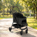 Pawhut 3 In 1 Foldable Pet Stroller For Small Dog With Travel Carrier, Black