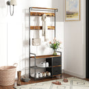 HOMCOM Coat Rack With Drawer, 4-in-1 Hall Tree With Coat Stand, Rustic Brown