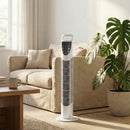 HOMCOM 78.5cm Oscillation Tower Fan With Remote Control 3-Speed Wind White