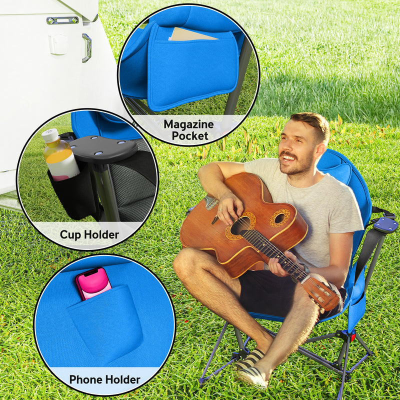 Outsunny Hammock Camping Chair Set Of 2, Adjustable Back Camp Chair, Blue