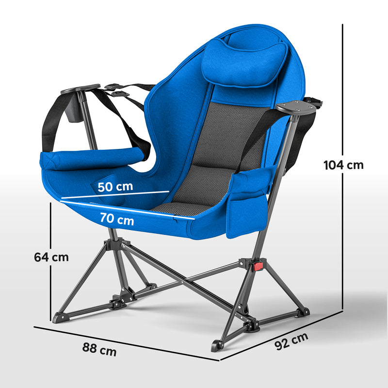Outsunny Hammock Camping Chair Set Of 2, Adjustable Back Camp Chair, Blue